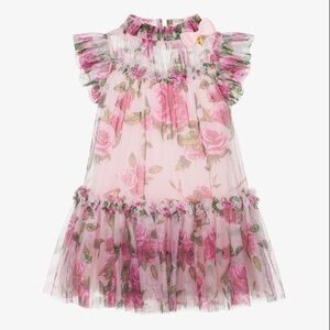Girls Pink Floral Tulle Dress